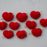 Crochet Red Heart Brooch - Image 4
